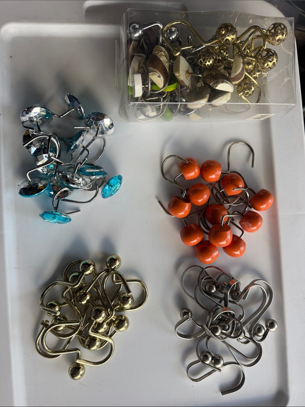 Assorted Women’s Shower Curtain Hooks - Orange & Turquoise  use in good  con